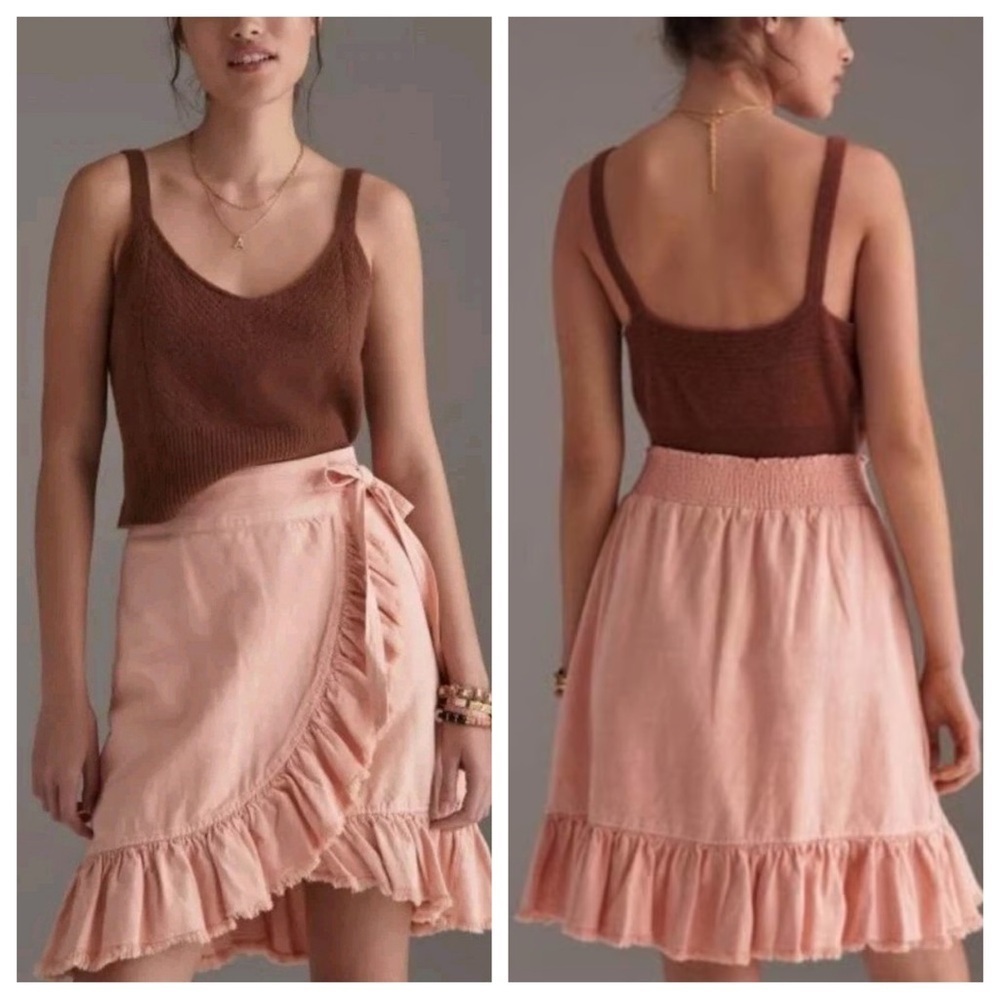 Anthropologie Nettie Ruffled Wrap Midi Skirt 2045